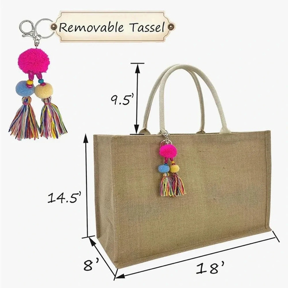 Organic straw Woven Large Beach Bag New - Picture 5 of 5